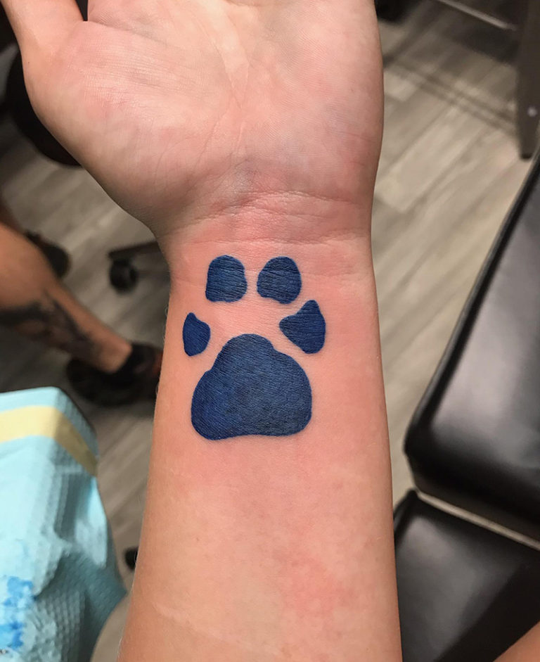 memorial tattoo bluesclues paw print tattoo - endless heights tattoo by artist dj donald voelker